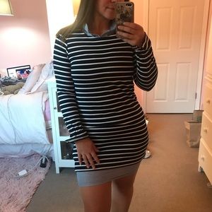 ASOS blue striped dress with collar